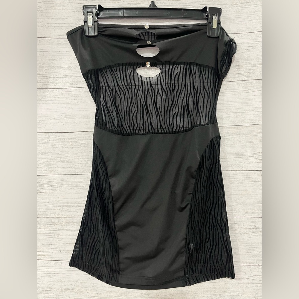 Black Mesh Zebra Print Dress